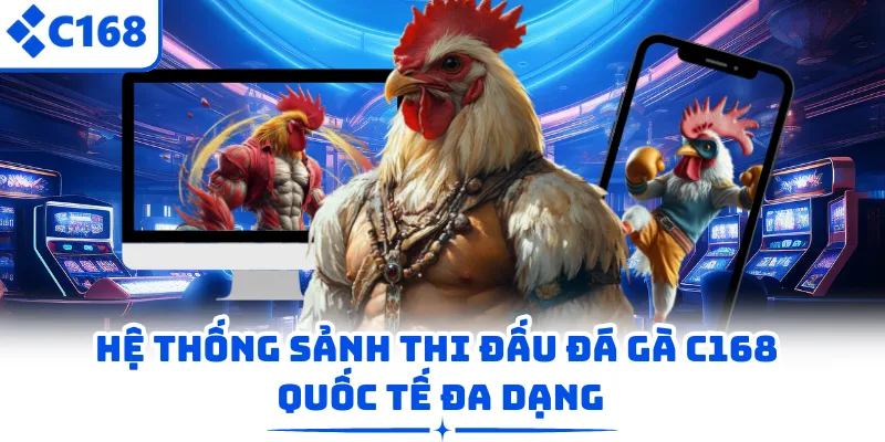 Hệ thống sảnh thi đấu đá gà C168 quốc tế đa dạng